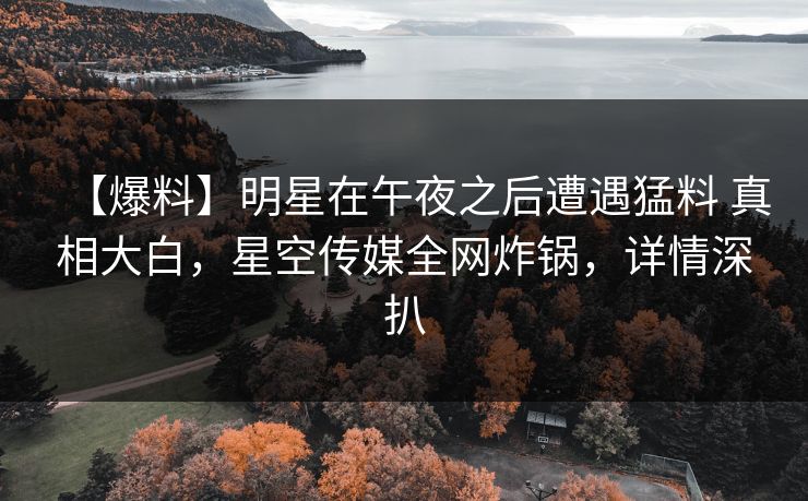 【爆料】明星在午夜之后遭遇猛料 真相大白,星空传媒全网炸锅,详情深扒 【爆料】明星在午夜之后遭遇猛料 真相大白,星空传媒全网炸锅,详情深扒