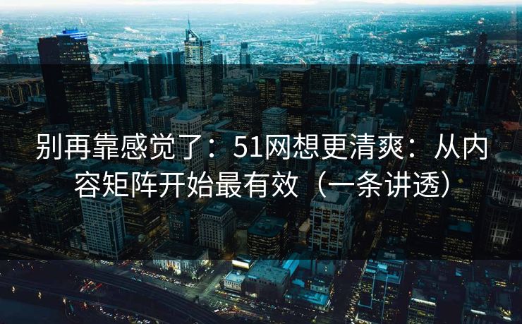 别再靠感觉了：51网想更清爽：从内容矩阵开始最有效（一条讲透）